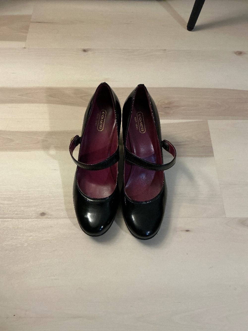 Coach Mary Jane patent leather black pumps